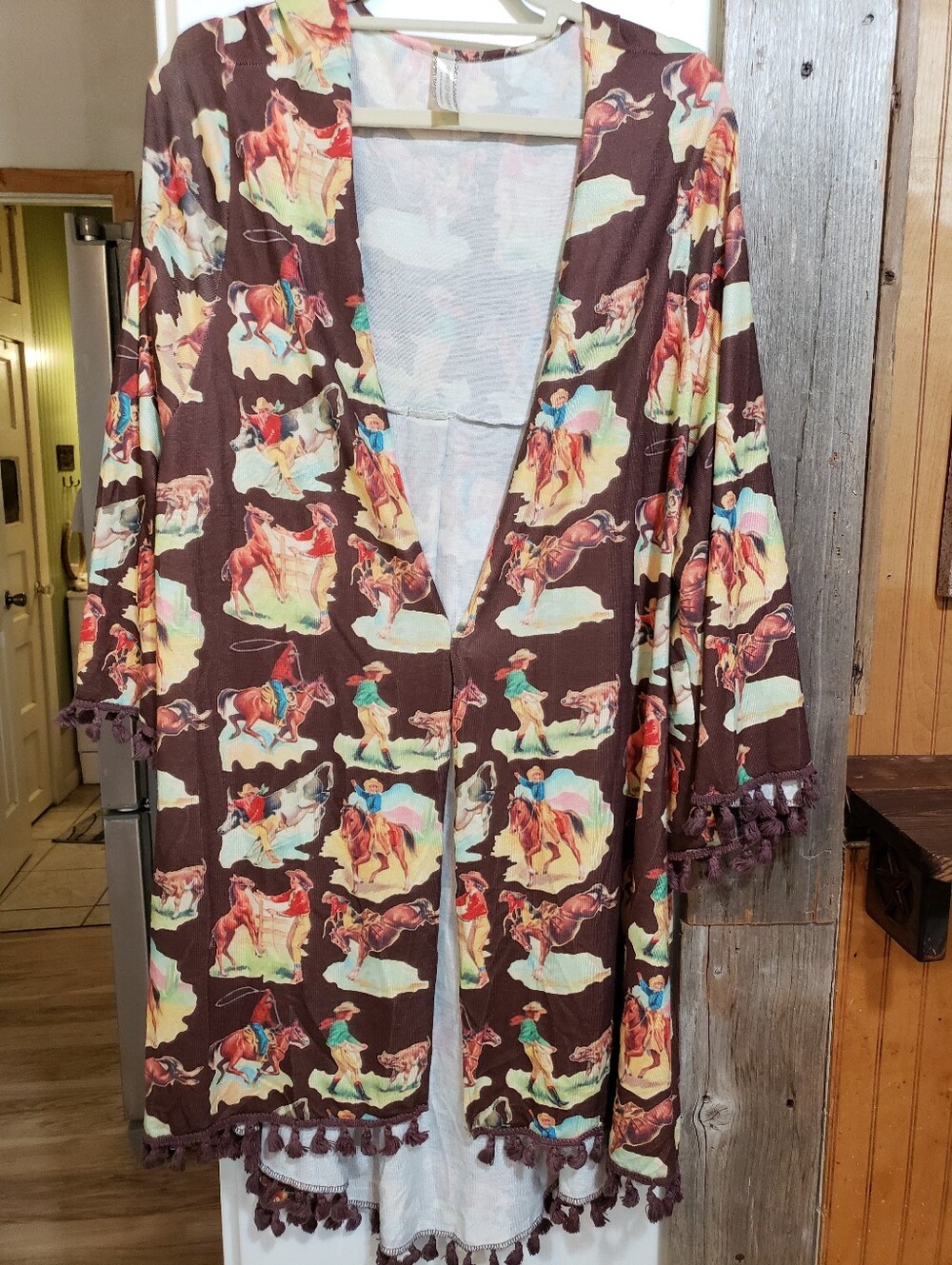 Rustic Cowgirl Chic Retro Western Open Front Cardigan/duster One Size